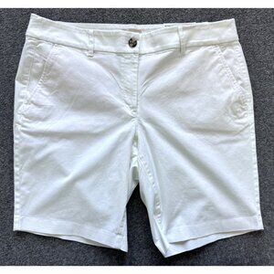 NWT LOFT Outlet Bermuda Shorts Curvy White Mid Rise Size 14 Stretch Cotton Denim